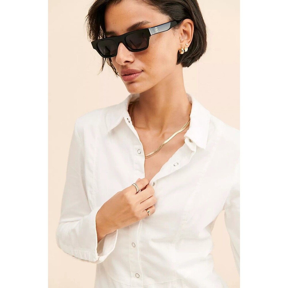 Free People Thea Solid Tunic Button Front Mini Dr… - image 4